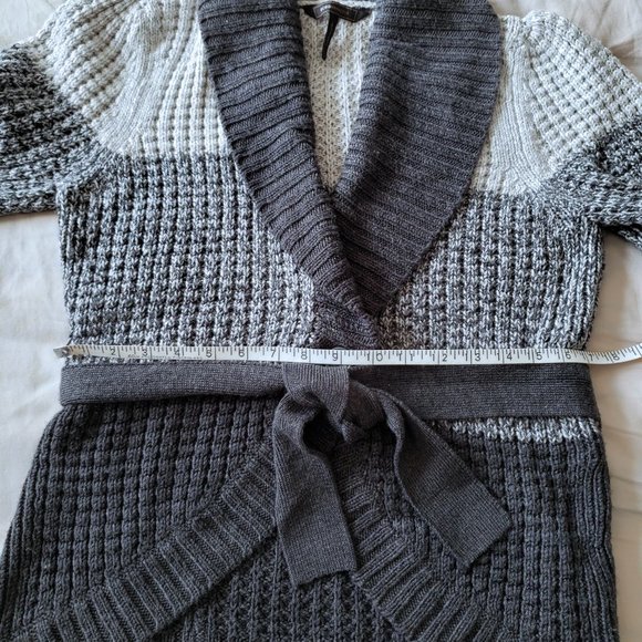 BCBGMaxAzria Size M, Gray Wrap Cardigan with Shawl Collar - Picture 5 of 7